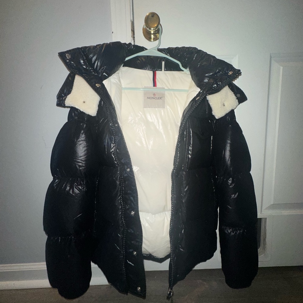 Moncler down jacket - black color - like new. Fits size S to M women.